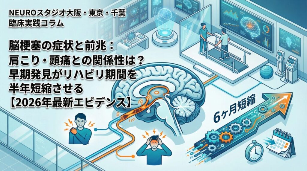 脳梗塞の症状と前兆：肩こり・頭痛との関係性は？早期発見がリハビリ期間を半年短縮させる【2026年最新エビデンス】